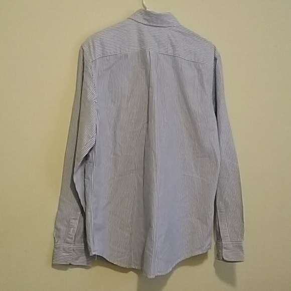 Gap - Men's Cotton Dress Shirt - Blue White Stripe - Large - Picture 2 of 4